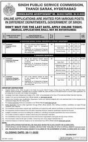 SPSC Jobs 2023-Advertised by Sindh Public Service Commission